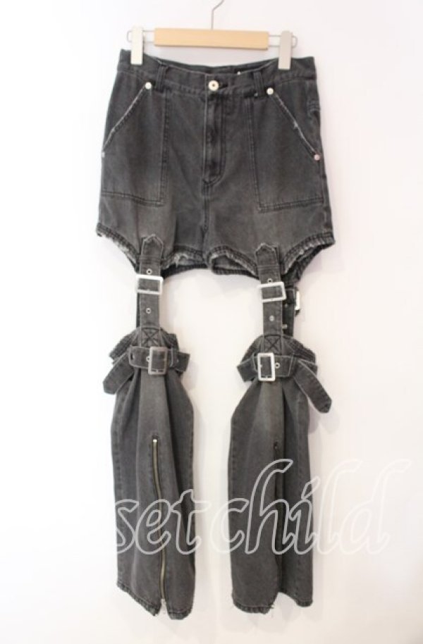 画像1: Candy Stripper / CHEEKY BELTED DENIM PANTS パンツ  ブラック O-25-12-08-067-PU-PA-IG-ZT515 (1)