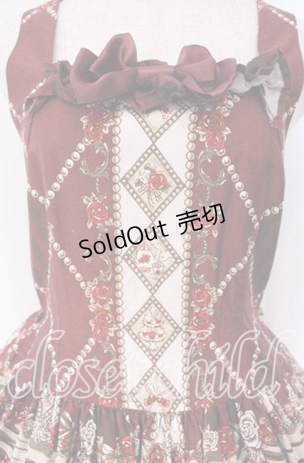 画像3: ALICE and the PIRATES / Kitten's Wonder Night Tea Party柄ジャンパースカートI型  えんじ O-25-12-08-007-PA-JA-IG-OS (3)