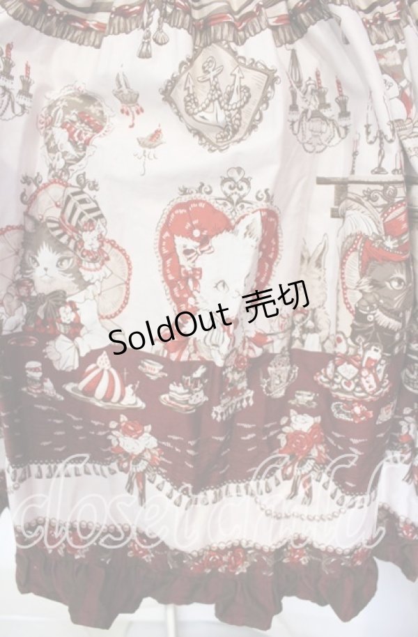 画像4: ALICE and the PIRATES / Kitten's Wonder Night Tea Party柄ジャンパースカートI型  えんじ O-25-12-08-007-PA-JA-IG-OS (4)
