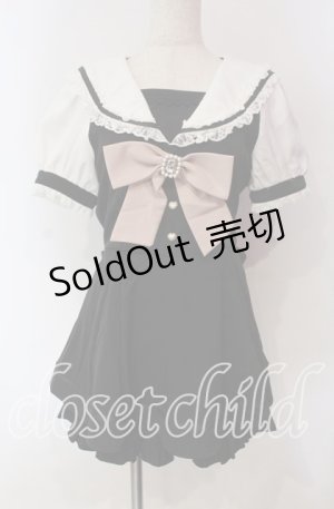 画像: LIZ LISA / 半袖セーラーカラーセットアップ  クロ×シロ O-25-12-08-002-LO-OP-IG-OS
