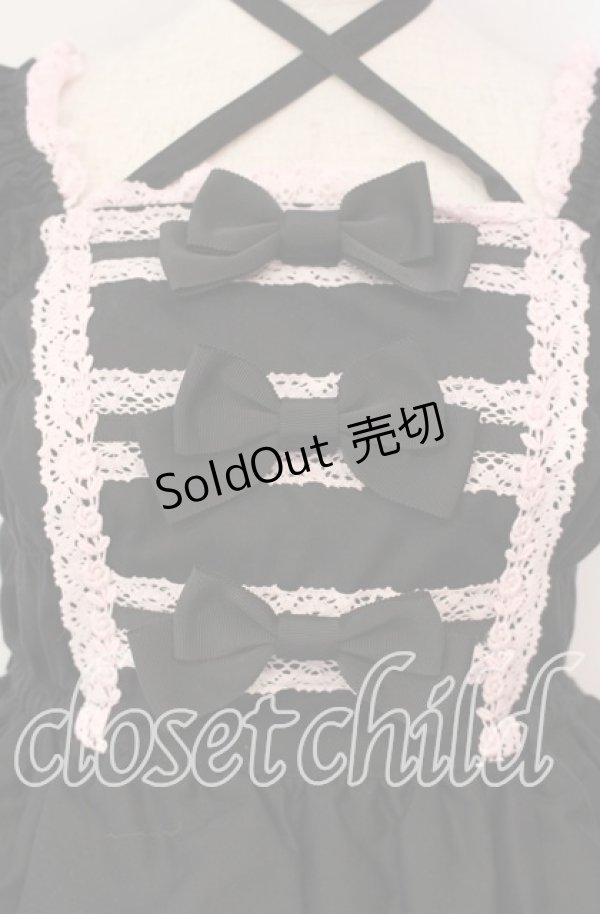 画像2: BABY,THE STARS SHINE BRIGHT / リボンミルキーシュガージャンパースカート  クロ×ピンク O-25-12-08-014-BA-OP-OW-OS (2)