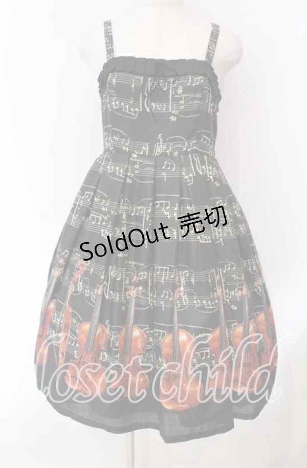 画像1: Leur Getter / Vintage Musical Noteキャミワンピース  クロ O-25-12-08-015-LU-OP-IG-OS (1)