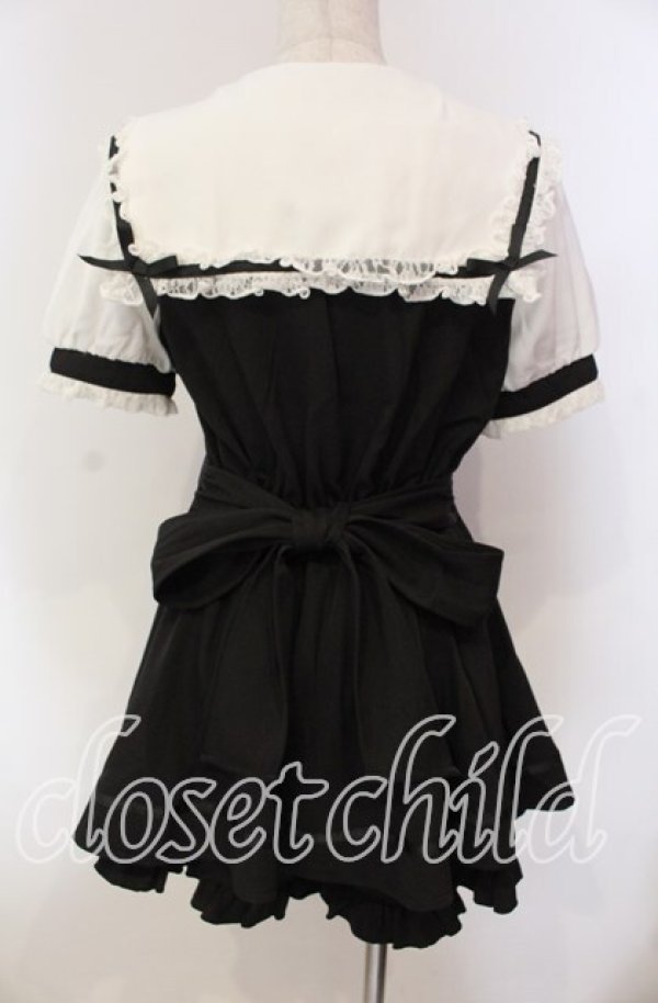 画像4: LIZ LISA / 半袖セーラーカラーセットアップ  クロ×シロ O-25-12-08-002-LO-OP-IG-OS (4)