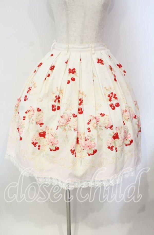 画像1: BABY,THE STARS SHINE BRIGHT / チェリーブーケ柄スカート  アイボリー×ピンク O-25-12-08-018-BA-SK-OW-OS (1)