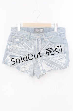 画像: Candy Stripper / スタッズダメージショートパンツ M ブルー O-25-12-09-032-PU-PA-OW-ZT520