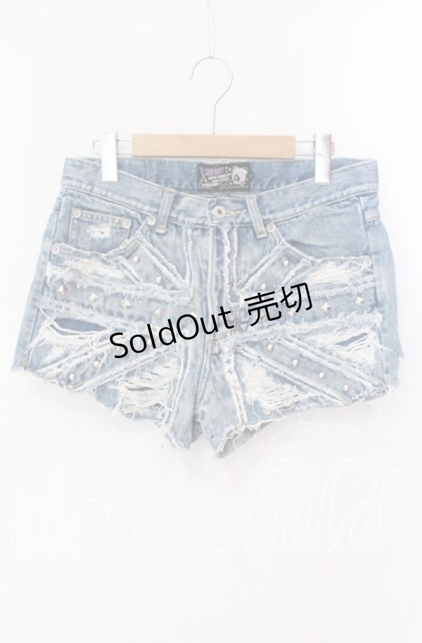 画像1: Candy Stripper / スタッズダメージショートパンツ M ブルー O-25-12-09-032-PU-PA-OW-ZT520 (1)