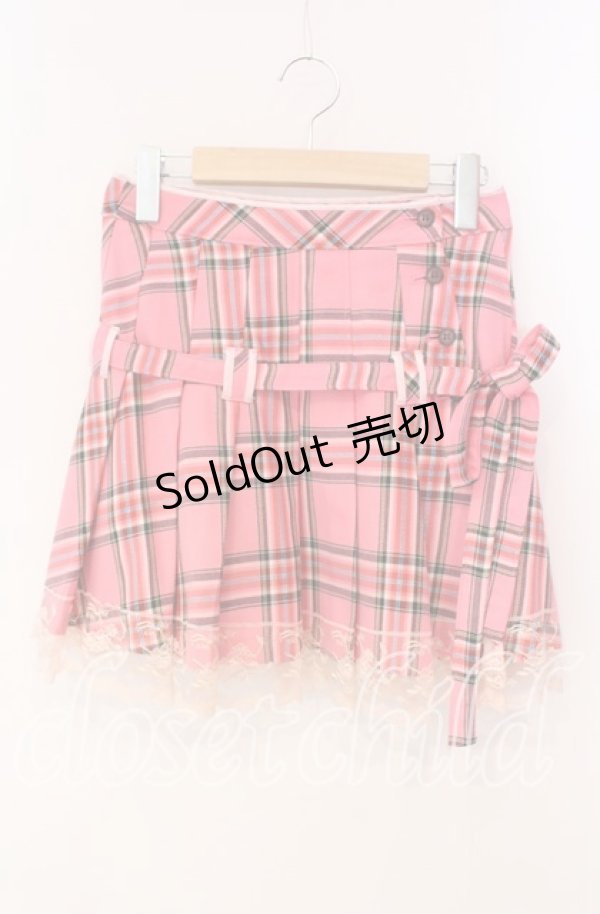 画像1: MILK / タータンチェックプリーツ巻きスカート  ピンク O-25-12-09-004-ML-SK-IG-OS (1)