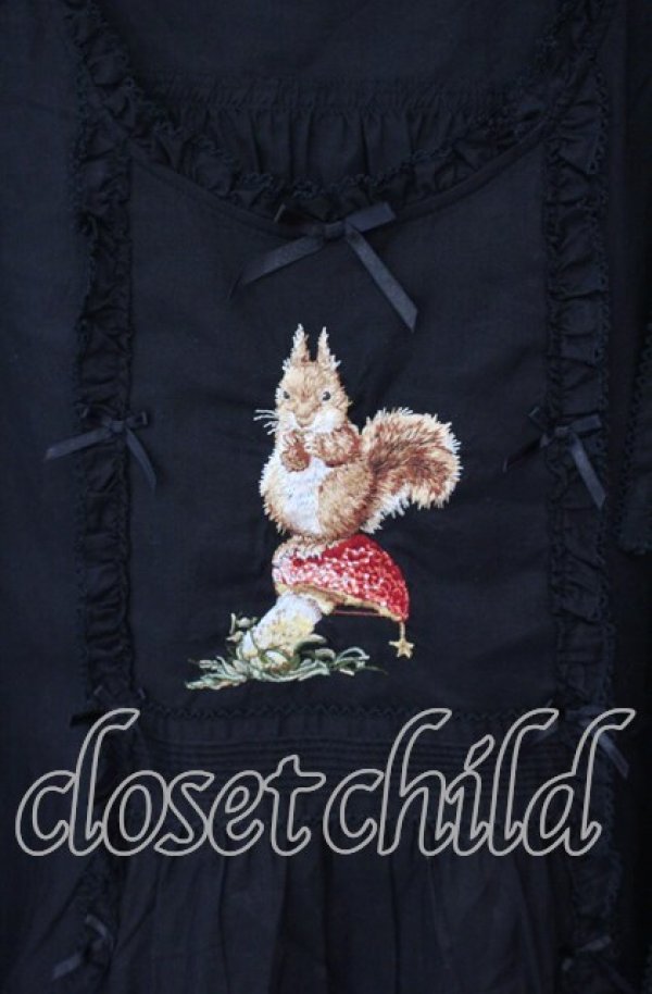 画像2: PINK HOUSE / ウィンターフォレストトリート刺繍タブリエ  クロ O-25-12-09-037-LO-OP-OW-OS (2)