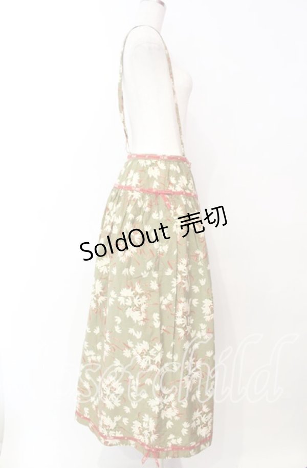 画像3: PINK HOUSE / ロゴリボン使い花柄吊りスカート  グリーン O-25-12-09-039-LO-SK-OW-OS (3)