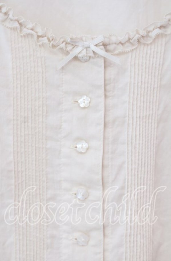 画像2: PINK HOUSE / ローンノーカラーブラウス  アイボリー O-25-12-09-041-LO-BL-OW-ZT0127F (2)