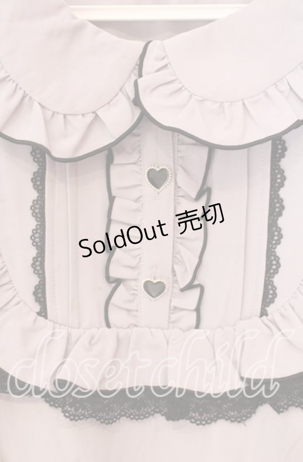 画像2: DearMyLovewhip / ヨークフリルハートビジューリボンフレアワンピース 4L グレー O-25-12-09-008-LO-OP-OW-OS (2)