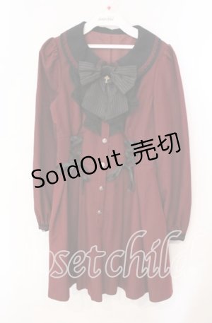 画像: Secret Honey / ウエストレースアップラッフルワンピース  ワイン O-25-12-09-009-CA-OP-OW-OS