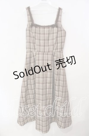 画像: m petit by misako / リボンチェックジャンパースカート M ブラウン O-25-12-09-012-LO-OP-OW-OS