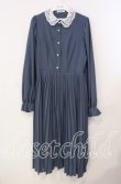 画像1: m petit by misako / AM*レースエリプリーツワンピース M アオ O-25-12-09-014-LO-OP-OW-OS (1)