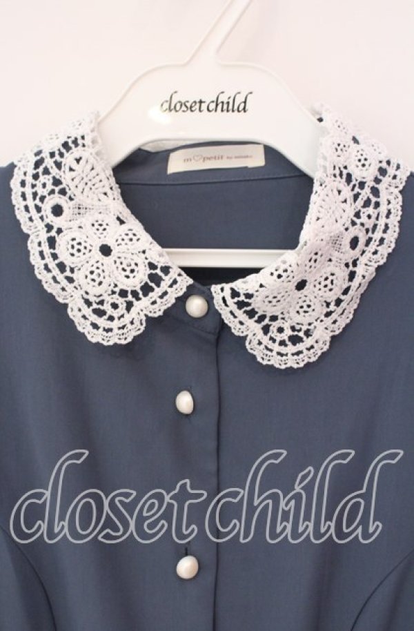 画像2: m petit by misako / AM*レースエリプリーツワンピース M アオ O-25-12-09-014-LO-OP-OW-OS (2)