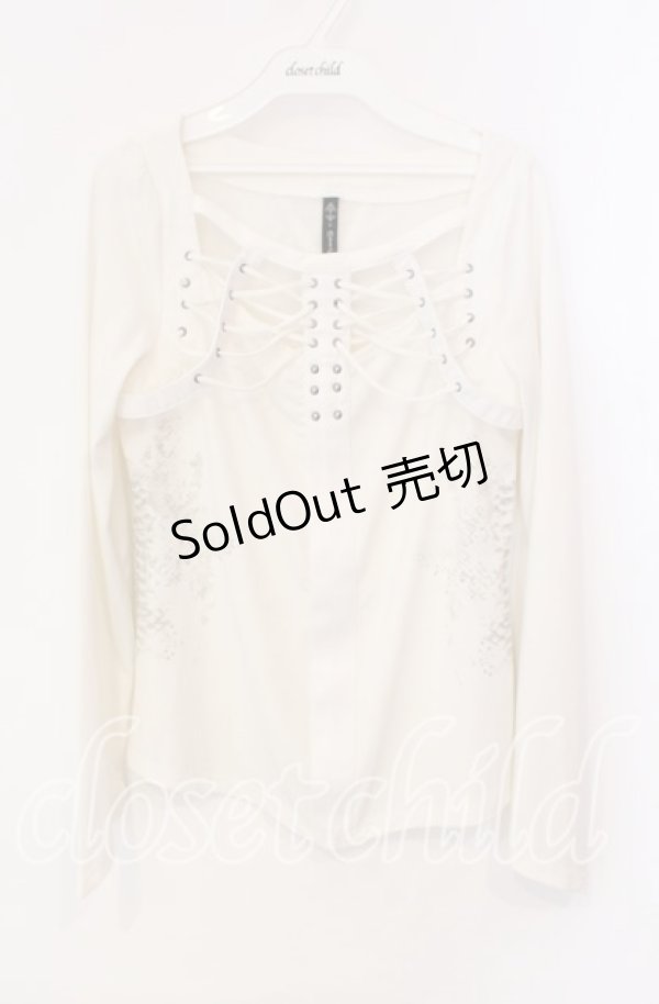 画像1: Ozz Croce / 肋骨風デザインカットソー  オフホワイト O-25-12-09-002-OO-TO-OW-OS (1)
