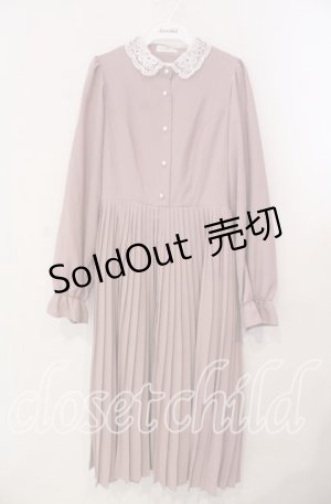 画像: m petit by misako / AM*レースエリプリーツワンピース M ピンク O-25-12-09-015-LO-OP-OW-OS