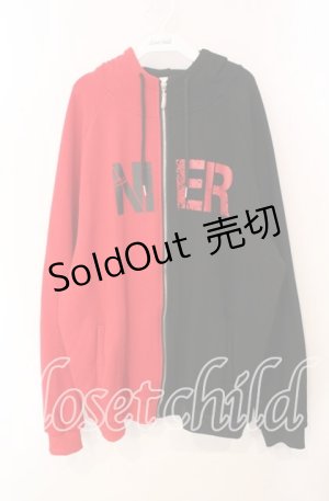 画像: NieR Clothing / 裏起毛TWO-TONEZIPパーカー F ブラック×レッド O-25-12-09-021-PU-TO-OW-ZT519
