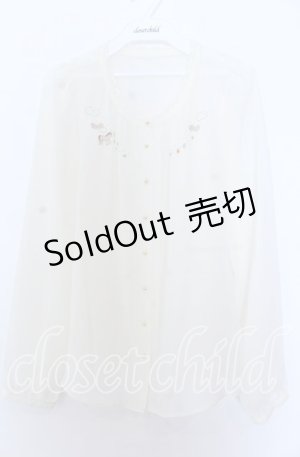 画像: Franche Lippee / おうまさん刺繍シフォンブラウス M キナリ O-25-12-10-038-LO-BL-OW-OS