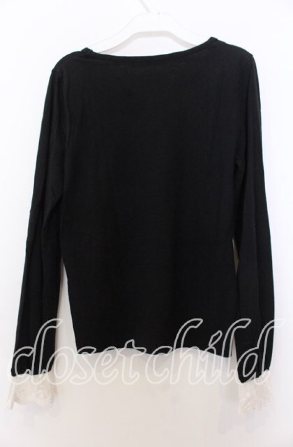 画像2: Jane Marple Dans Le Salon / 袖口レースプルオーバー M クロ O-25-12-10-039-JM-TO-OW-OS (2)