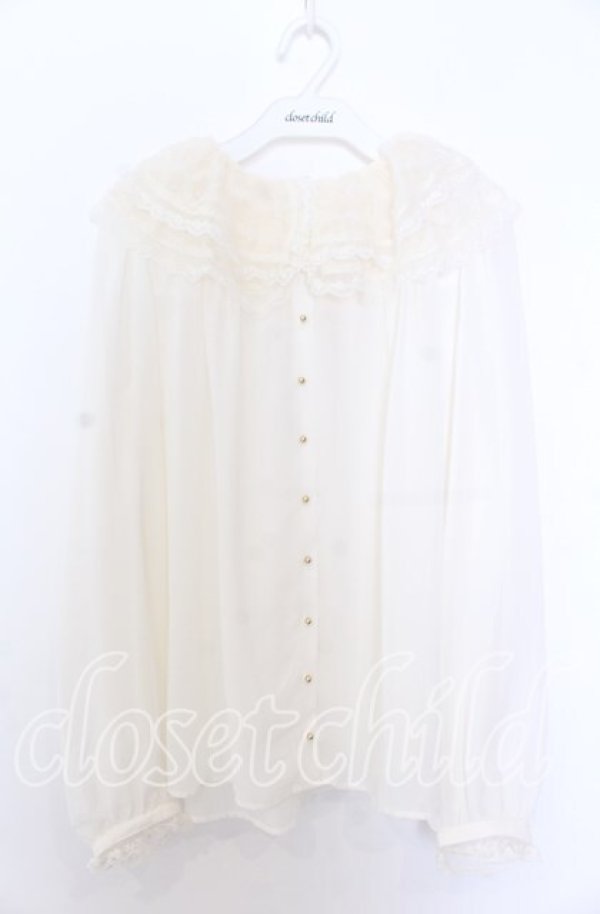 画像1: yukiemon / ボリュームレースカラーブラウス M キナリ O-25-12-10-040-LO-BL-OW-OS (1)