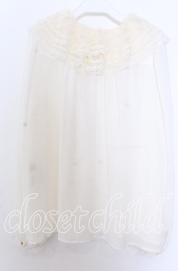 画像3: yukiemon / ボリュームレースカラーブラウス M キナリ O-25-12-10-040-LO-BL-OW-OS (3)