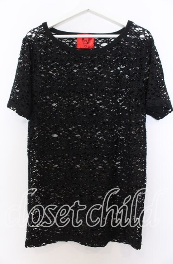 画像1: ALTER VENOMV / オパールダメージメッシュBIG Tシャツ  ブラック O-25-12-10-044-PU-TS-YM-ZT519 (1)