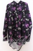 画像1: NieR Clothing / 総柄ワイドシャツ L ブラックｘパープル O-25-12-10-046-PU-BL-YM-OS (1)