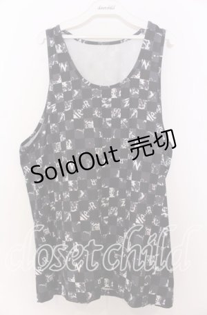 画像: NieR Clothing / 市松総柄ワイドタンクトップ  ブラック O-25-12-10-048-PU-TO-YM-ZT519