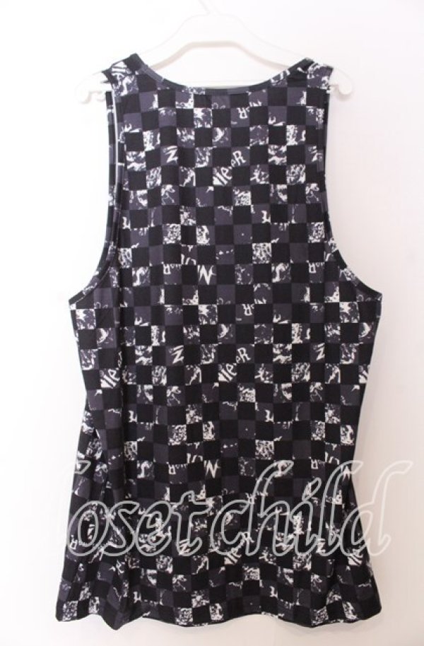 画像2: NieR Clothing / 市松総柄ワイドタンクトップ  ブラック O-25-12-10-048-PU-TO-YM-OS (2)
