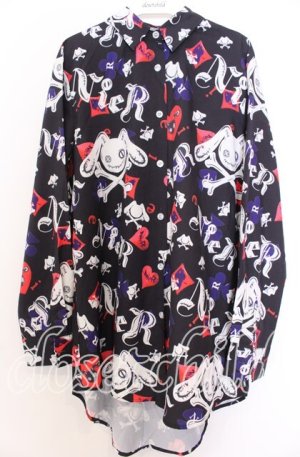 画像: NieR Clothing / ニーアちゃん＆トランプ総柄シャツ L ブラック O-25-12-10-049-PU-BL-YM-OS
