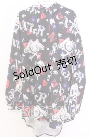 画像: NieR CLOTHING / ニーアちゃん＆トランプ総柄シャツ L ブラック O-25-12-10-049-PU-BL-YM-ZT519