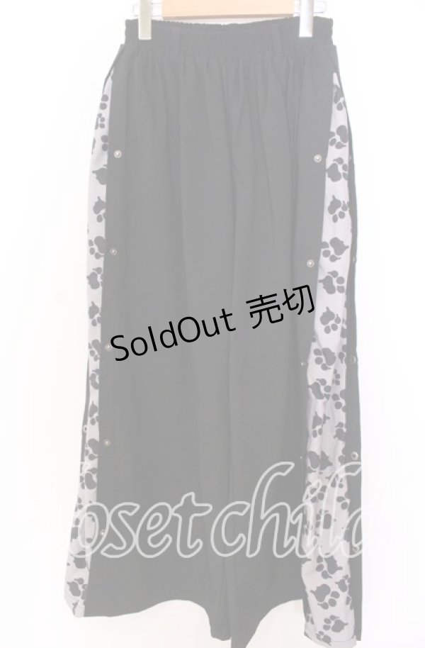 画像1: NieR CLOTHING / サイドスナップワイドパンツ F ブラック O-25-12-10-055-PU-PA-OW-ZT519 (1)