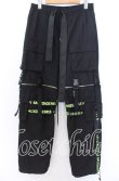 画像1: BACKSTAGE PASS / PARACHUTE PANTS2WAY ワイドパンツ F ブラックｘネオングリーン O-25-12-10-057-PU-PA-YM-ZT514 (1)
