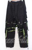 画像2: BACKSTAGE PASS / PARACHUTE PANTS2WAY ワイドパンツ F ブラックｘネオングリーン O-25-12-10-057-PU-PA-YM-ZT514 (2)