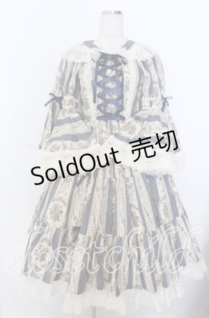 画像: metamorphose / アンティークブーケ姫袖ワンピース  クラシックブルー O-25-12-10-005-ME-OP-IG-OS