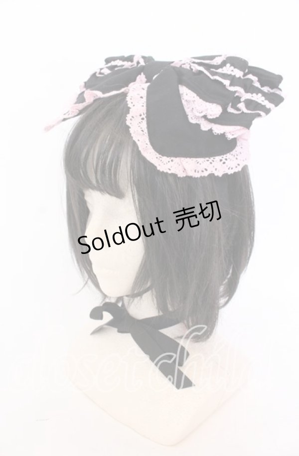 画像1: BABY,THE STARS SHINE BRIGHT / シャン・ドゥ・フルールリボンヘッドドレス  クロ×ピンク O-25-12-10-065-BA-AC-OW-ZT006 (1)