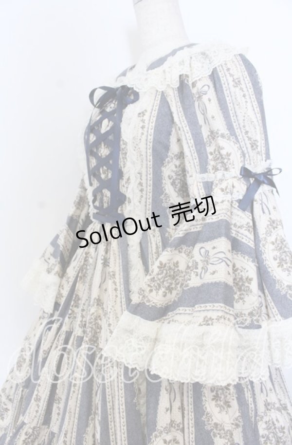 画像2: metamorphose / アンティークブーケ姫袖ワンピース  クラシックブルー O-25-12-10-005-ME-OP-IG-OS (2)