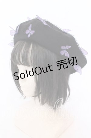 画像: uf / モルフォ蝶ベレー 58〜59ｃｍ（公式記載） クロ×パープル O-25-12-10-066-EL-AC-OW-ZT087