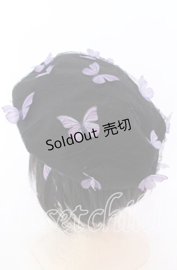 画像2: uf / モルフォ蝶ベレー 58〜59ｃｍ（公式記載） クロ×パープル O-25-12-10-066-EL-AC-OW-ZT087 (2)