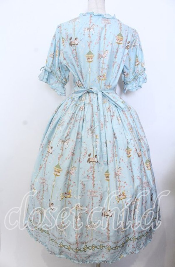 画像4: PINK HOUSE / メリーゴーラウンドプリントミディワンピース  サックス O-25-12-10-006-LO-OP-IG-OS (4)