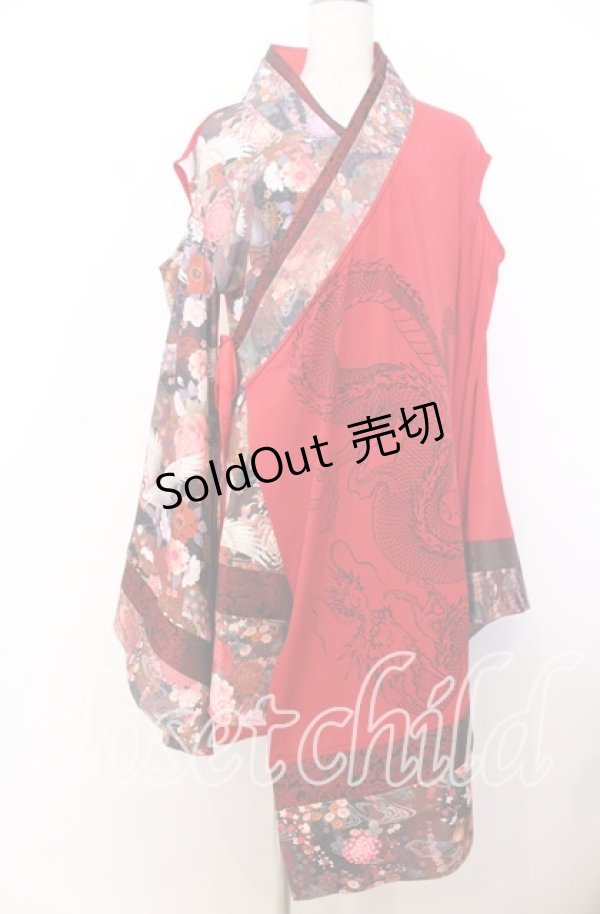 画像1: Qutie Frash / 肩あき着物カーデ  レッド O-25-12-10-007-QU-TO-OW-OS (1)