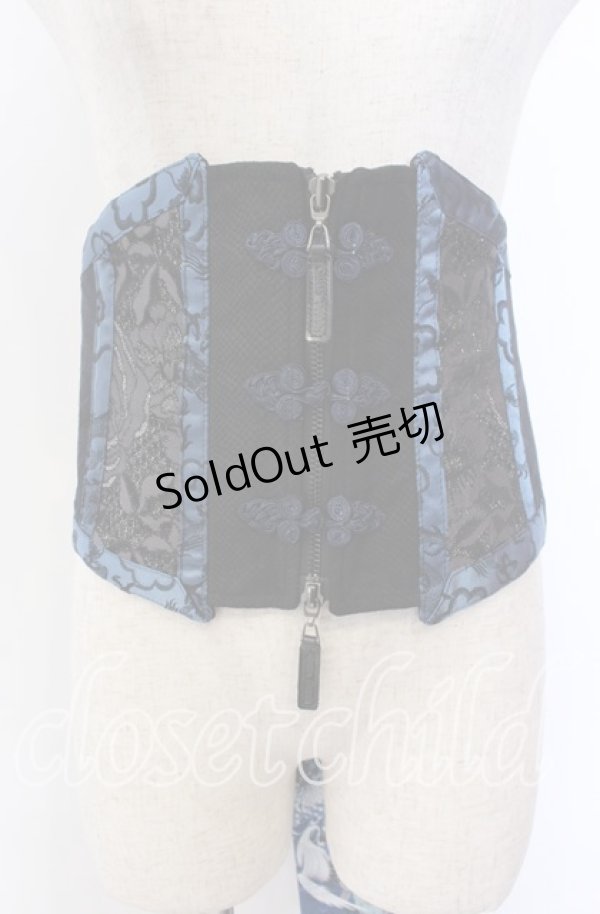 画像1: Qutie Frash / チャイナボタンリボンコルセット  ブルー O-25-12-10-011-QU-TO-IG-OS (1)