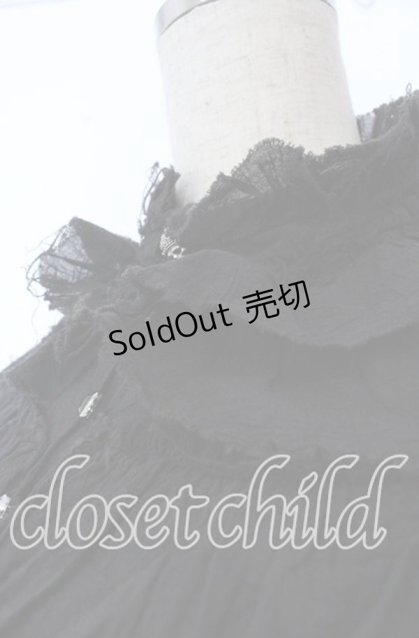 画像2: BPN / カットオフフリルガーゼブラウス M ブラック O-25-12-10-013-GO-BL-OW-OS (2)