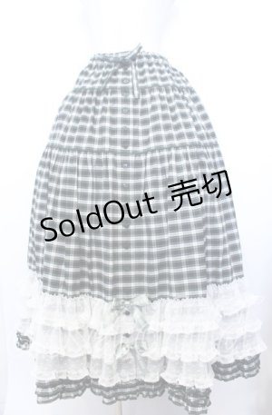 画像: PINK HOUSE / オリジナルタータンピコフリルロングスカート  グリーン O-25-12-10-002-LO-SK-OW-OS