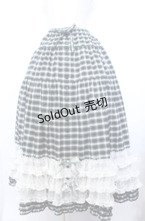 画像1: PINK HOUSE / オリジナルタータンピコフリルロングスカート  グリーン O-25-12-10-002-LO-SK-OW-OS (1)