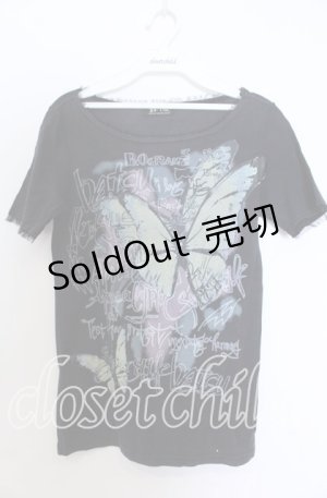 画像: BATSU / バタフライptTシャツ M ブラック O-25-12-10-015-PU-TO-OW-OS