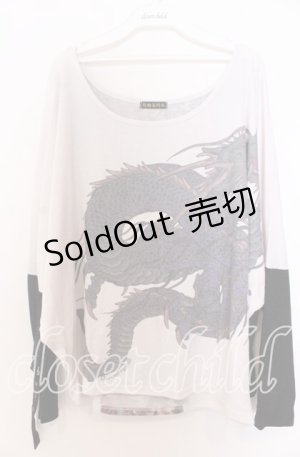 画像: Qutie Frash / 気楡茶閃洸 ドルマンカットソー  ホワイト×ブラック O-25-12-10-023-QU-TO-IG-OS