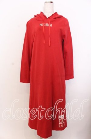 画像: PINK HOUSE / ロゴプリントパーカーワンピース  アカ O-25-12-10-033-LO-OP-IG-OS