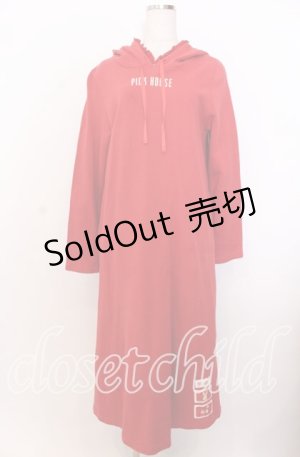 画像: PINK HOUSE / ロゴプリントパーカーワンピース  アカ O-25-12-10-033-LO-OP-IG-OS